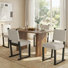 Striped Fabric Side Dining Chairs, Black Solid Wood Sled Legs (Set of 4)