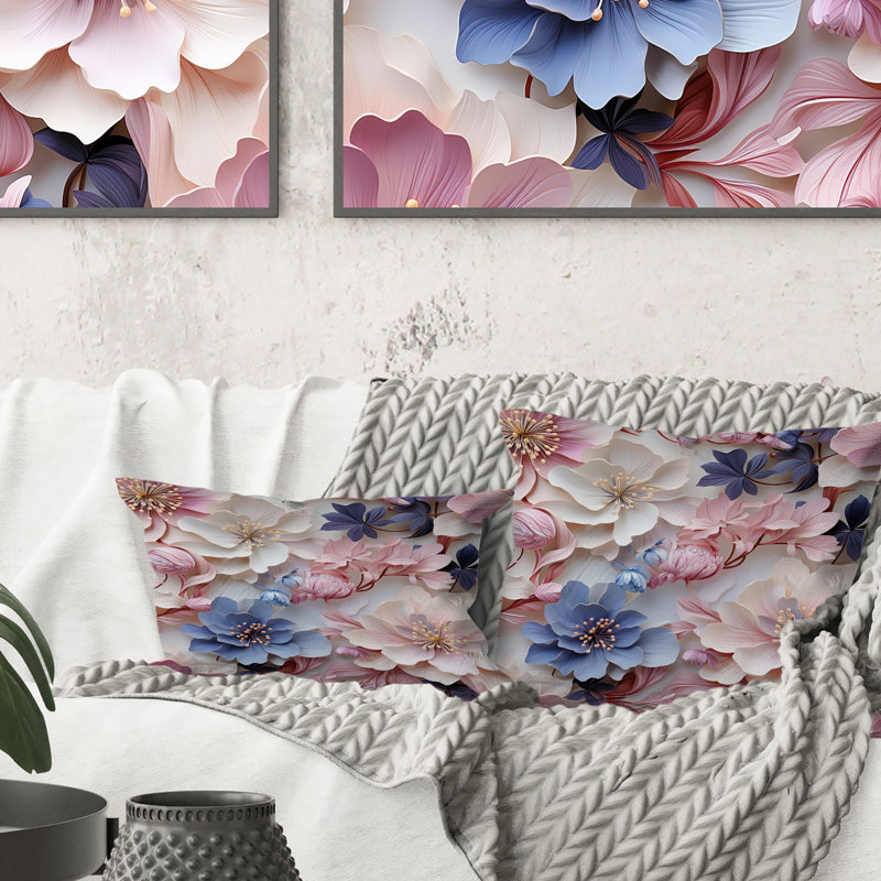 Motif floral fleurs romantiques - coussin imprimé floral