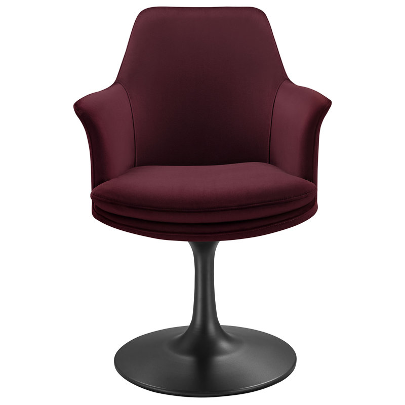 Lippa Performance Velvet Swivel Dining Armchair, Velvet Mulberry, Black