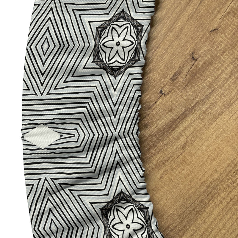 Ebern Designs Geometrical Fitted Round Tablecloth Diameter Sage Green Grey, 64.17" Round