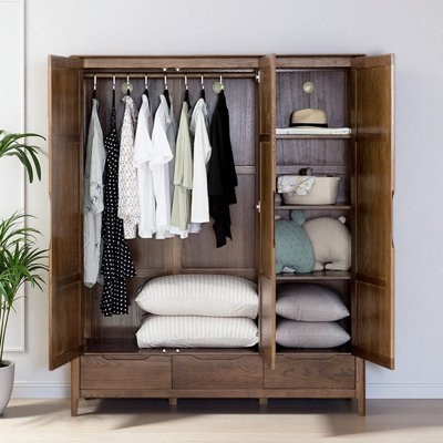 Garde-robe à trois portes simple, rétro et classique