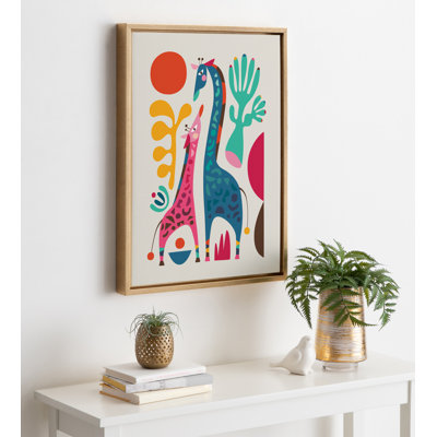 Girafe Love par Rachel Lee 3 Birdies Studio, reproduction d'art sur toile encadrée