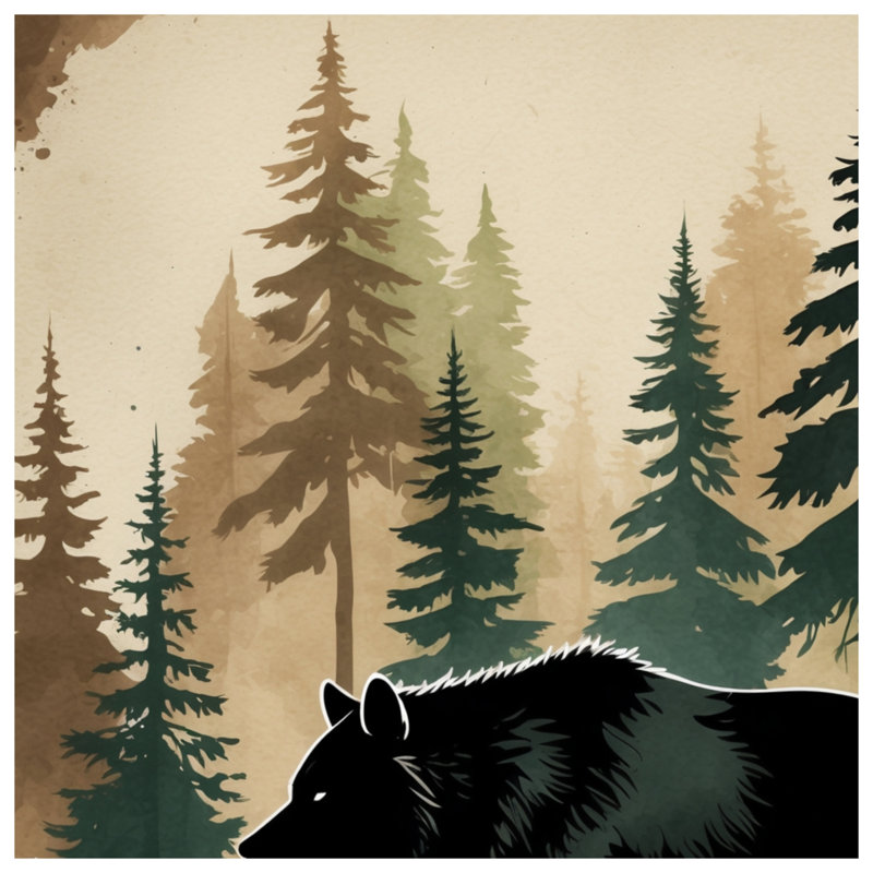 Bear Silhouette In Forest Blankets, 50in W x 60in H