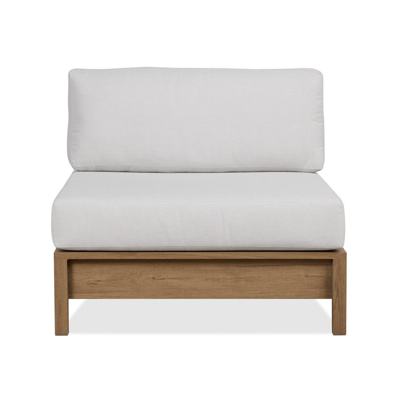 Chaise longue d'extérieur sans accoudoirs Stratton en hêtre avec coussins Sunbrella par Real Flame
