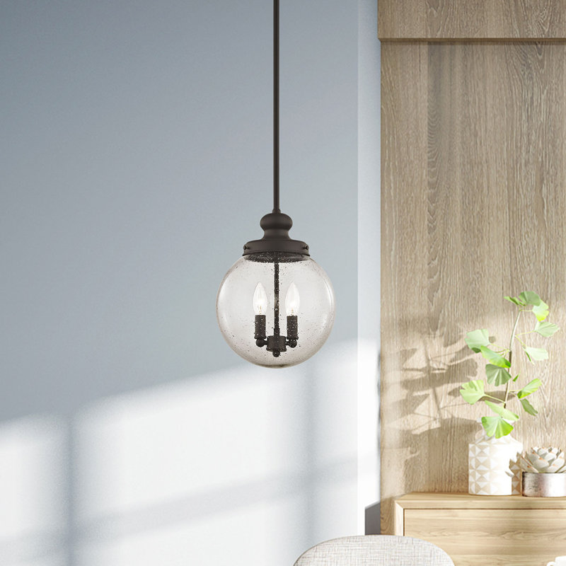 Luminaire suspendu simple à 2 lumières Michla, Bronze