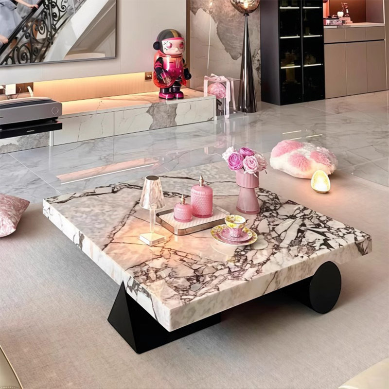 Luxury Marble Coffee Table, 11.8" H x 35.4" L x 35.4" W