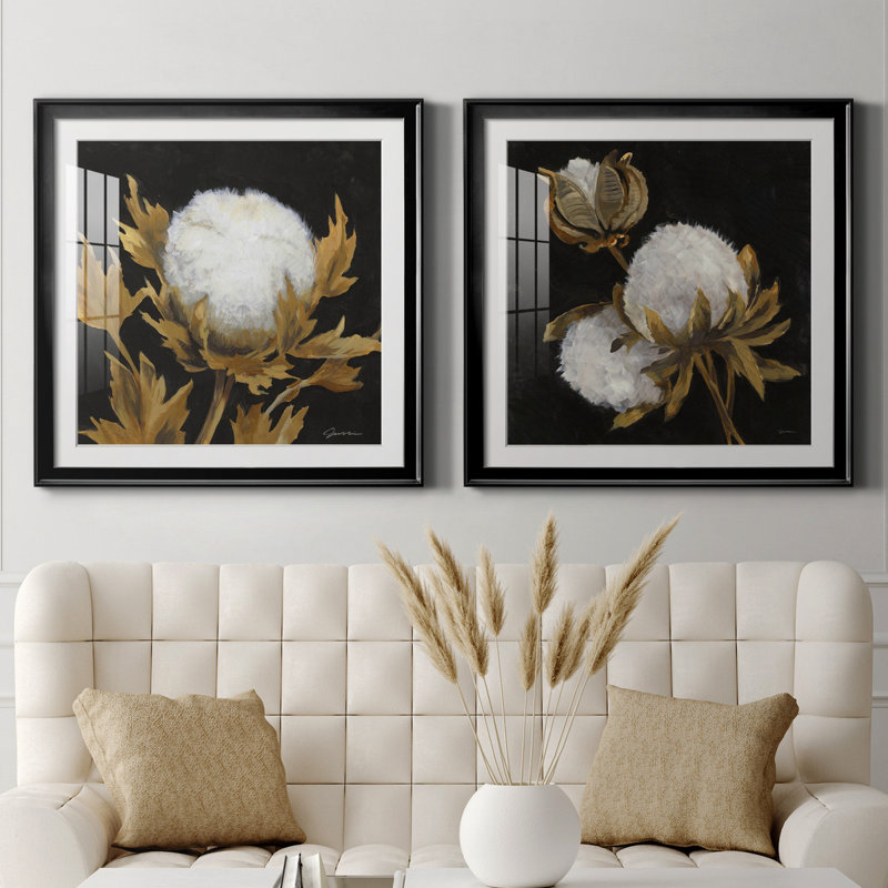 Cotton Balls I - Cadre photo, Blanc, Cadre noir, H 26,5 po x l 53 po x P 1,5 po
