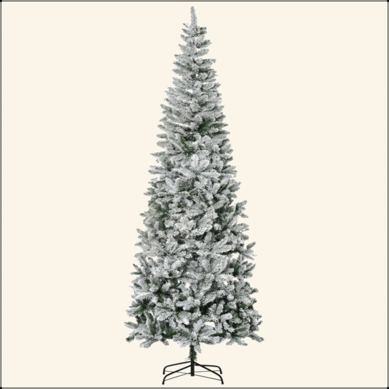 Arbre de Noël artificiel pin clair enneigé 9 pi avec branches réalistes et 1084 pointes, H 9 pi