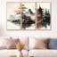 Aquarelle, paysage japonais I - ensemble d'art mural moderne sur toile-88084775-88084774