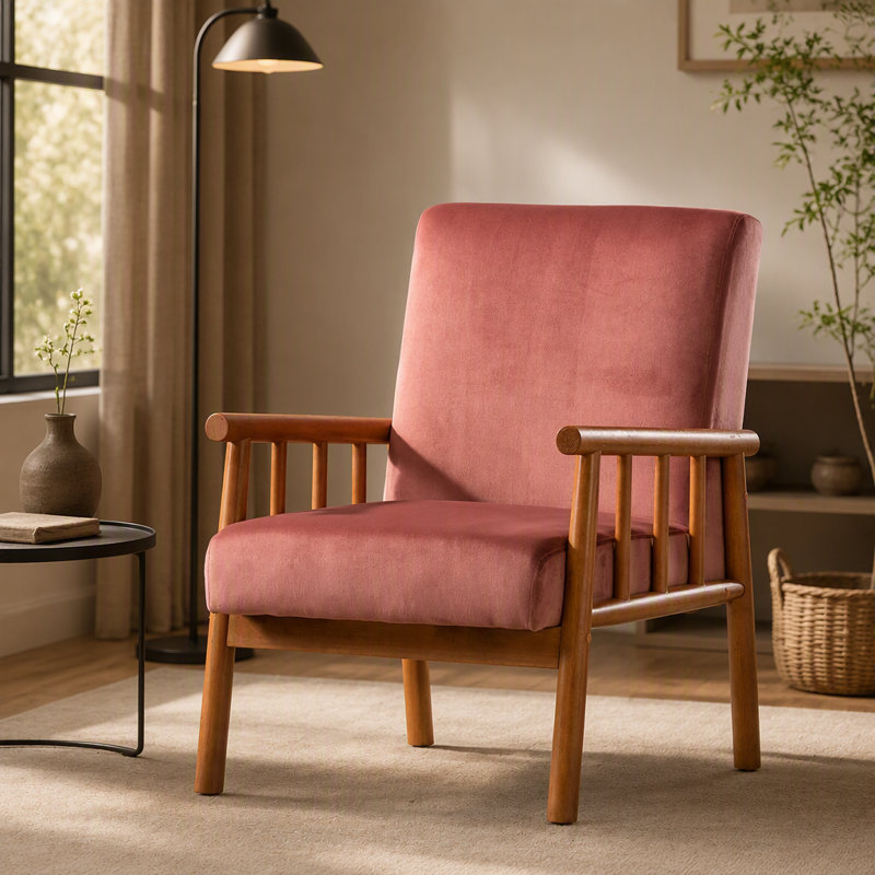 Fauteuil de style moderne Mid-Century 25 po, rose