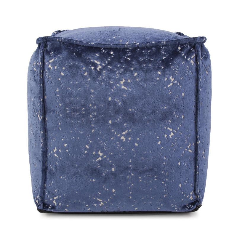Pouf carré de 20 po de largeur, Bleu