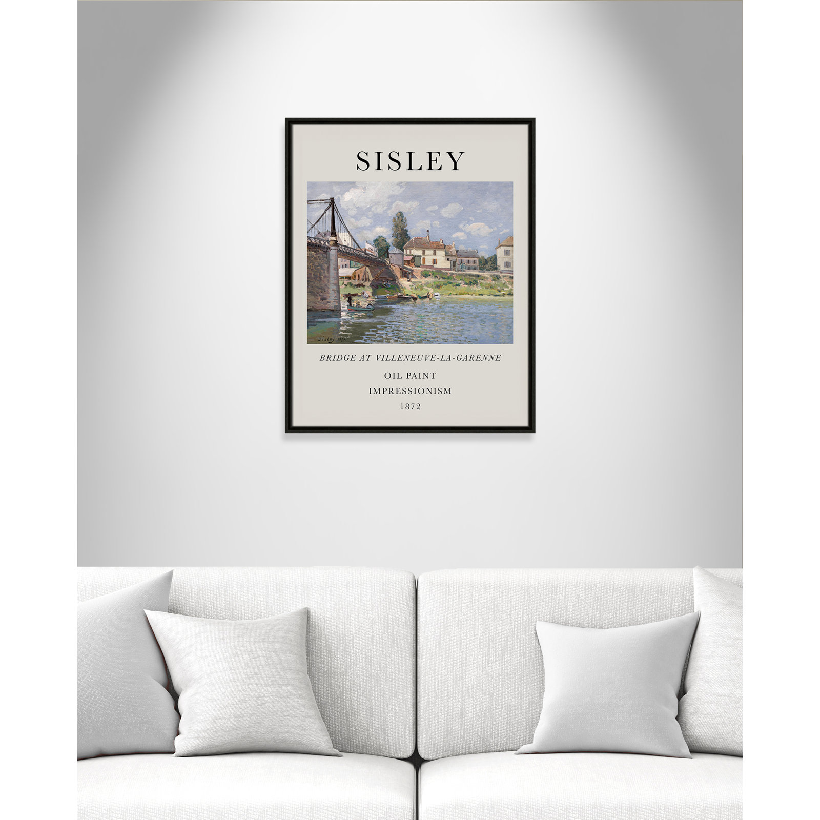 Old Masters Collection "The Bridge at Villeneuve" Print, Espresso Floater Frame, No, 29.5" H x 23.5" W x 2" D