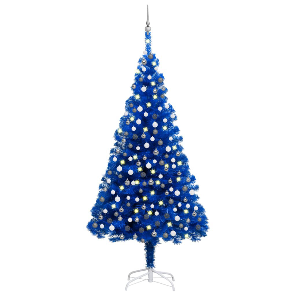 Künstlicher Weihnachtsbaum Blau mit LED-Leuchten