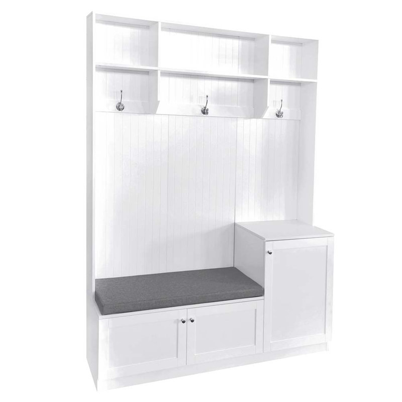 Armoire à chaussures fonctionnelle avec banc et coussin, Blanc