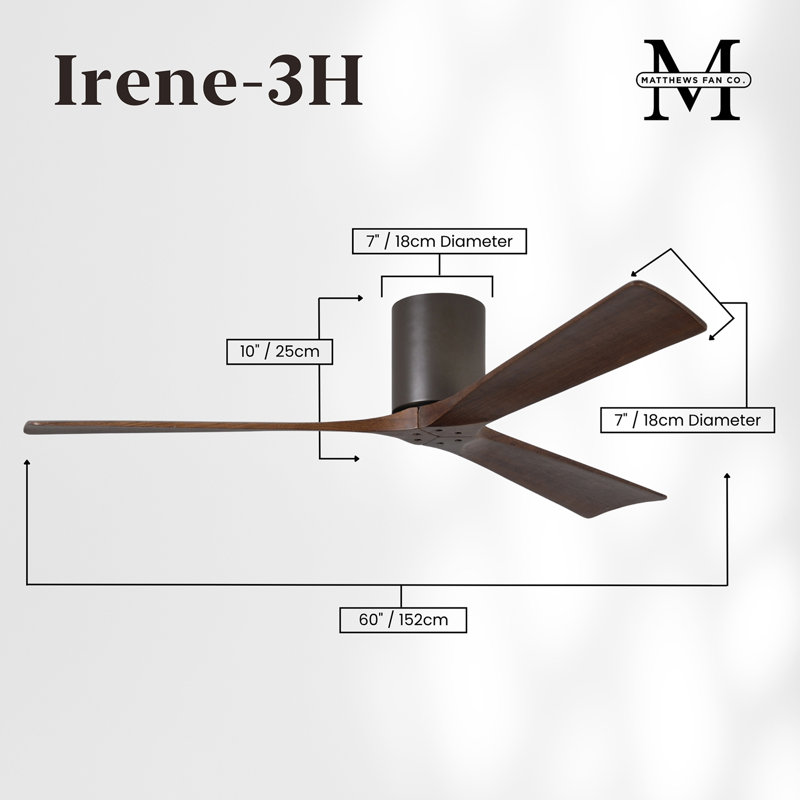 Irene Ceiling Fan, Textured Bronze, Walnut Tone, 60"
