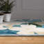 Tapis floral lavé à la main pêche, sarcelle floral 5 pi x 8 pi, tissé à la machine, 100% polyester, velours de 2 mm, antidérapant.-1345512698
