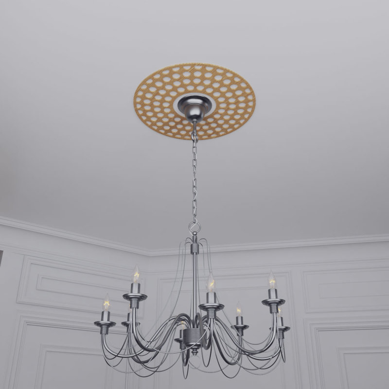 Médaillon de plafond en bois Fink, Chêne rouge, H 18 po x l 18 po x P 0,38 po