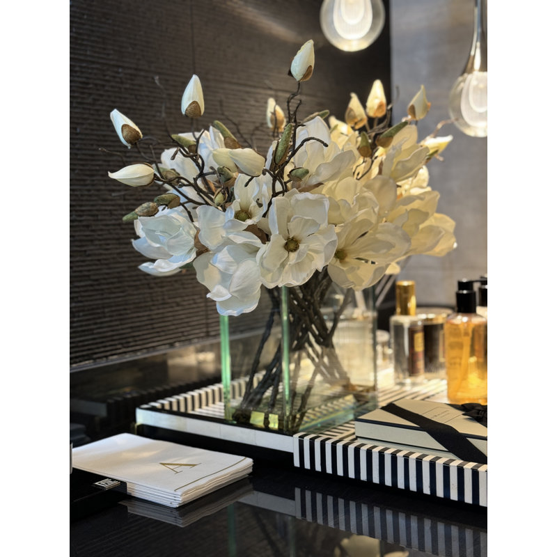 Magnolia Arrangement in Vase, White