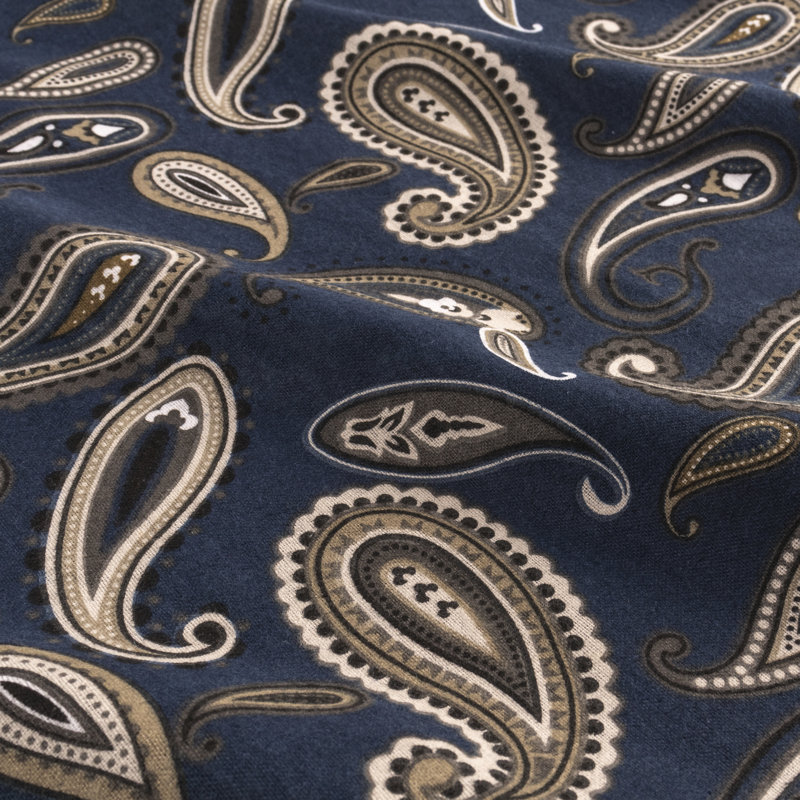 100% Cotton Flannel Paisely Pillowcase, Navy Paisley, Standard