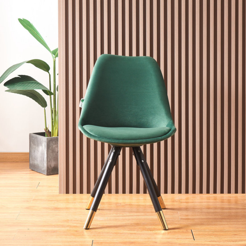 Domek Modern Velvet Dining Chair - Upholstered Upper body with Coated Metal Legs - Side Chair for Dining Room Kitchen Living Room - Single