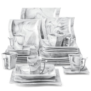 30 Piece Porcelain China Dinnerware Set - Service for 6