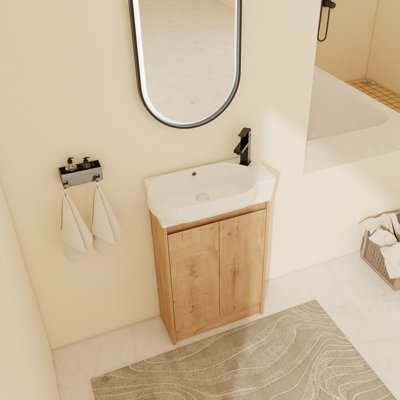 Meuble-lavabo sur pied simple 23 po avec comptoir en céramique
