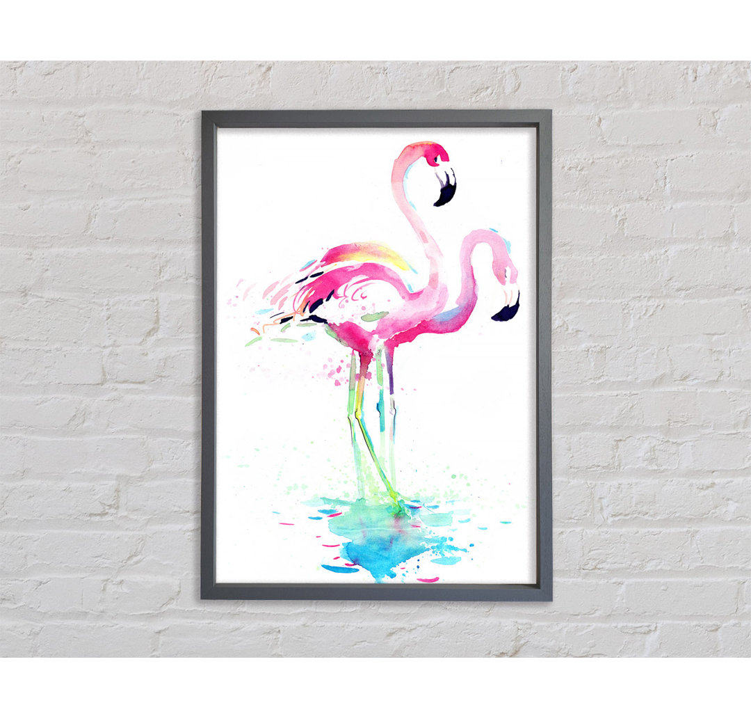 Flamingo Aquarell - Einzelner Bilderrahmen Kunstdrucke auf Leinwand