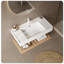 Meuble-lavabo de 36 po avec lavabo vasque, lavabo mural intégré en acrylique rectangulaire blanc flottant-496275642