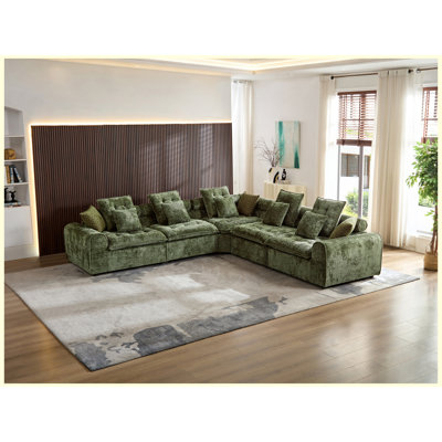 Canapé modulaire modulaire avec coussins décoratifs vert