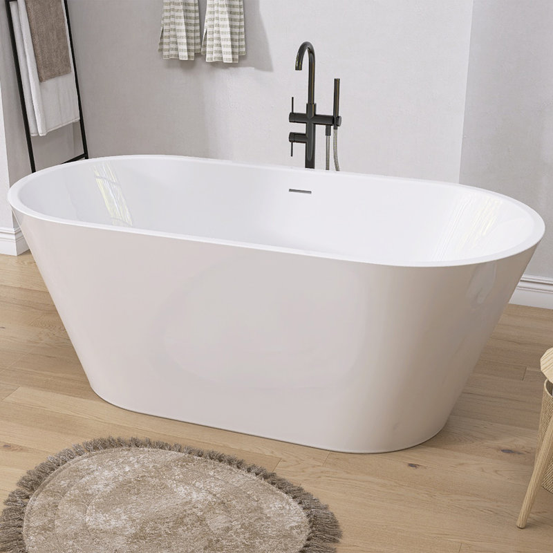67 x 29.5 Freestanding Soaking Acrylic Bathtub, White