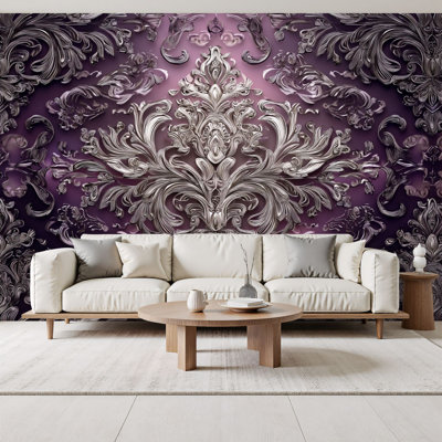 Papier peint auto-adhésif Royal mauve damassé Royal