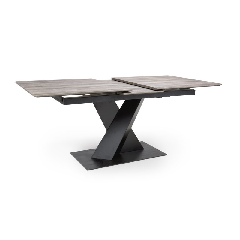 Annetraud Extendable Metal Base Dining Table, Grey