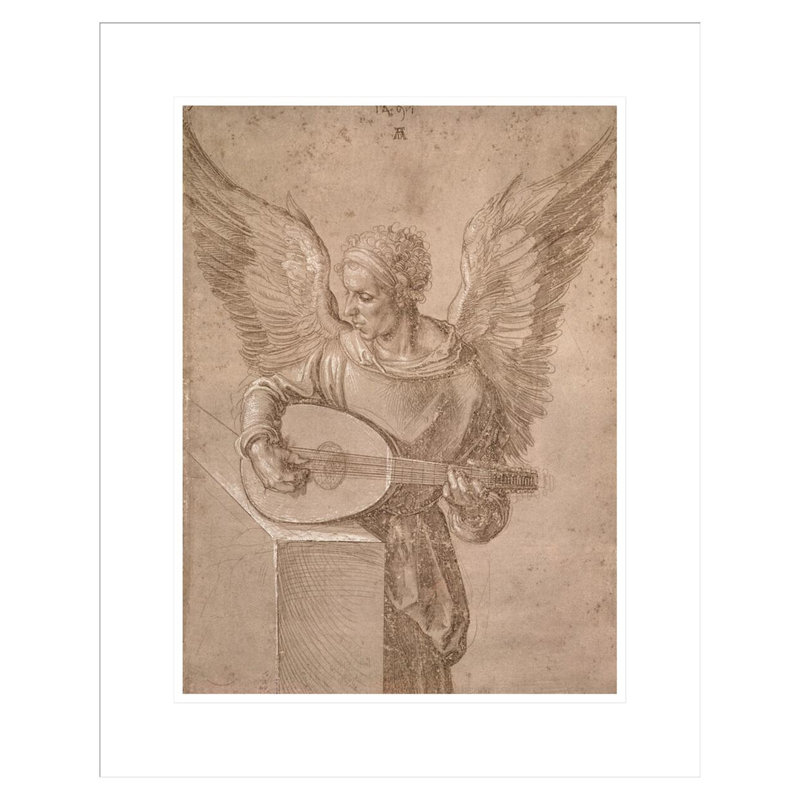 Ange jouant du luth par Albrecht Dürer, impression giclée sur cadre, H 21,75 po x l 17,54 po