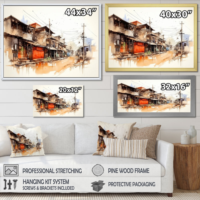 Art urbain, sérénité urbaine en Chine, Toile tendue, H 30 po x l 40 po x P 1,5 po