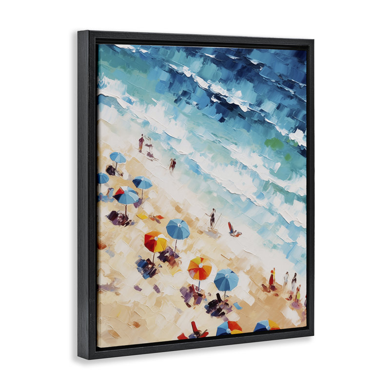  "Bold Beachgoers Hues", art mural encadré par Arlington Prints, H 21 po x l 17 po, Cadre flottant noir de jais