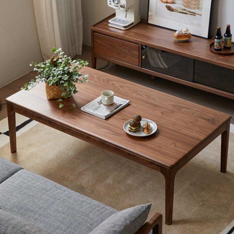 Nut-brown Solid Wood Rectangular Coffee Table, 17.72" H x 47.24" L x 23.62" W
