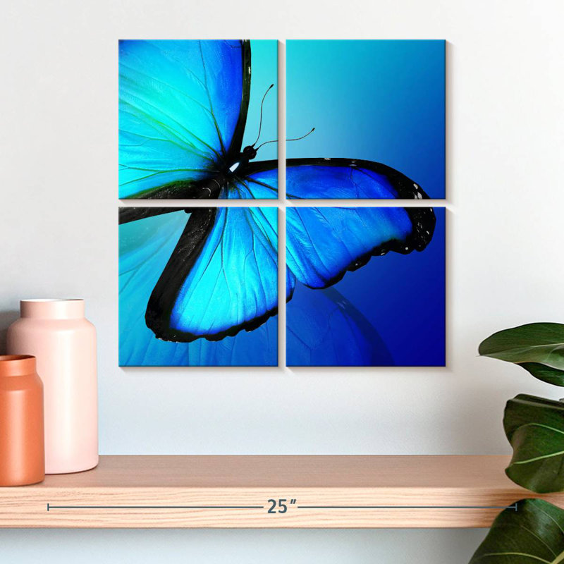 Papillon Morpho brillant, H 18 po x l 18 po