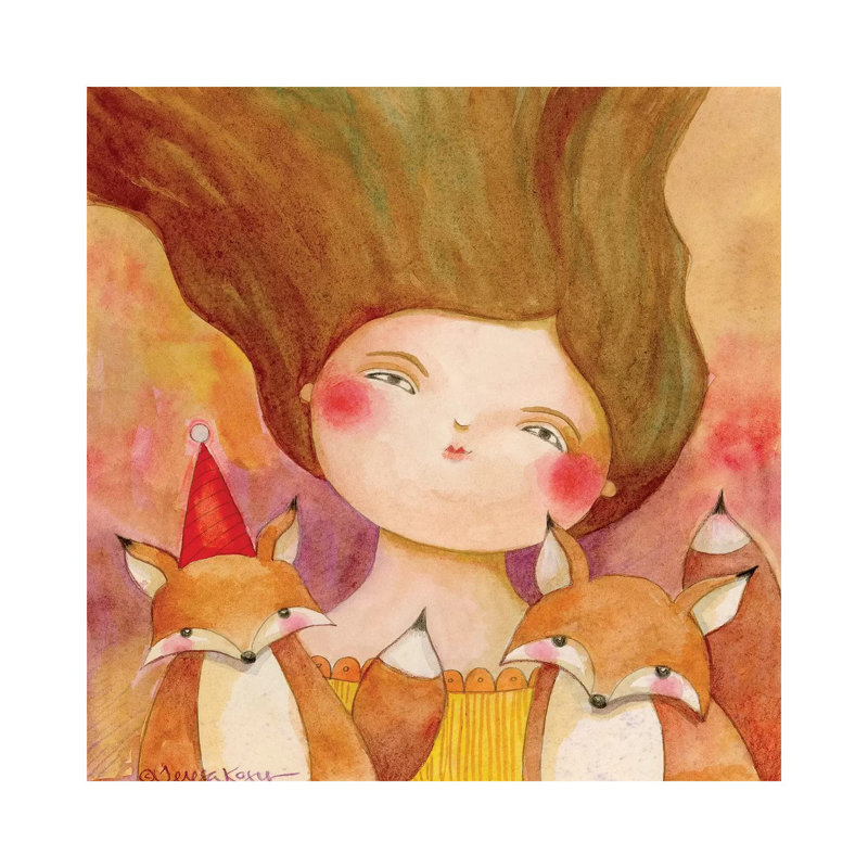 My Two Foxes by Teresa Kogut - Painting on Canvas, Wrapped Canvas, 30.48cm H x 30.48cm W x 1.91cm D