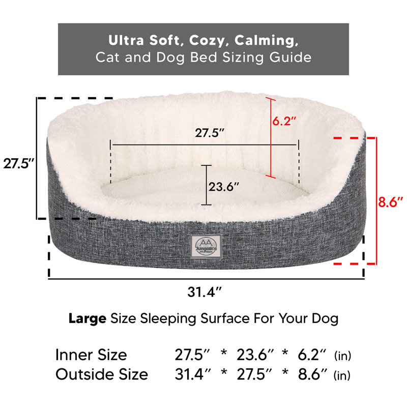 Jungolica Orthopedic Pet Bed, 80cm H x 70cm W x 22cm D, Beige/Grey