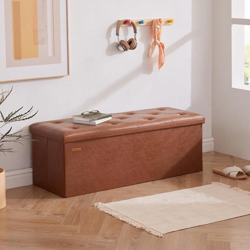 Repose-pieds avec banc de rangement, repose-pieds avec repose-pieds, banc de chambre, peut supporter jusqu'à 660 lb, brun rétro