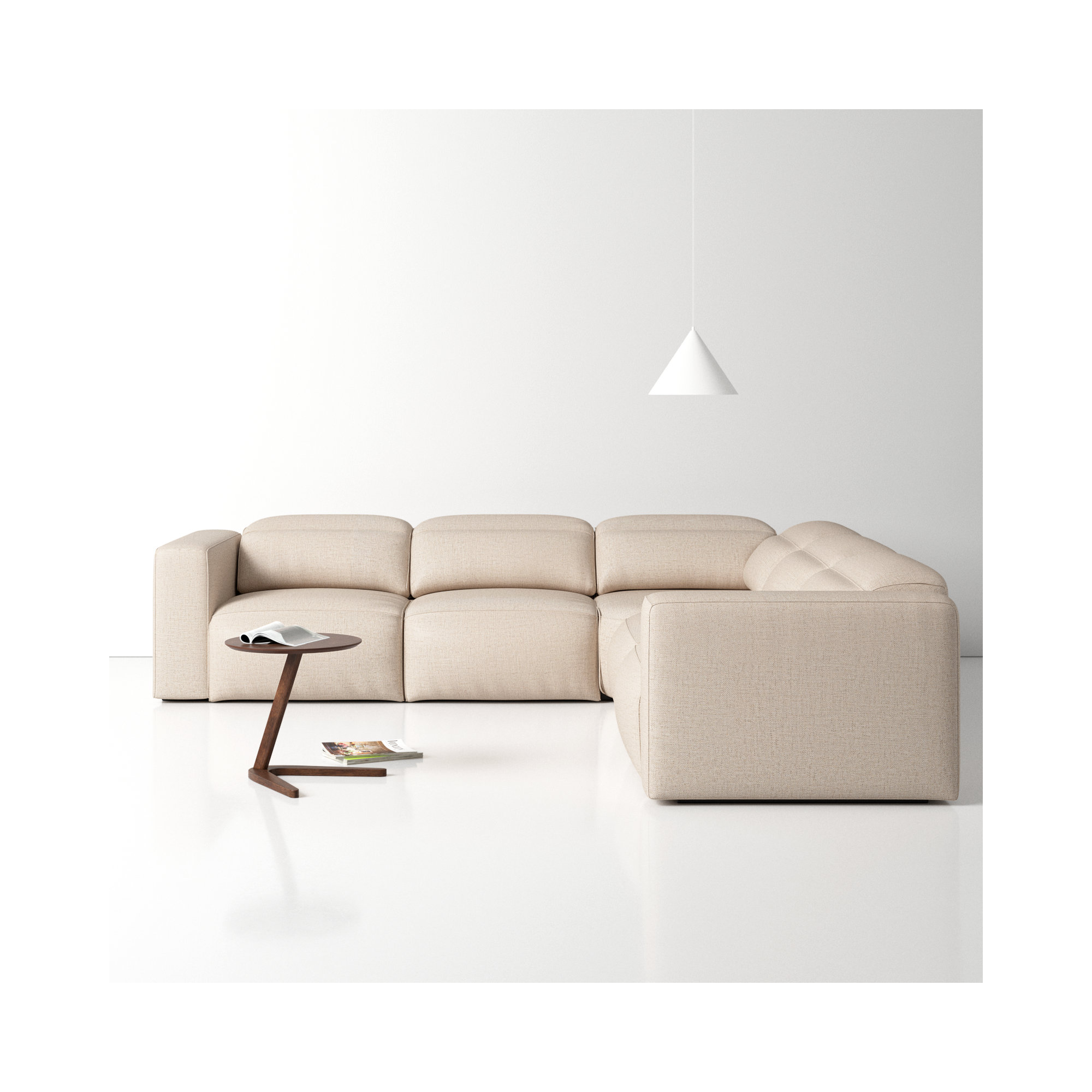 Amed 5 - Piece Power Reclining Sectional, Antigo Natural Polyester Blend