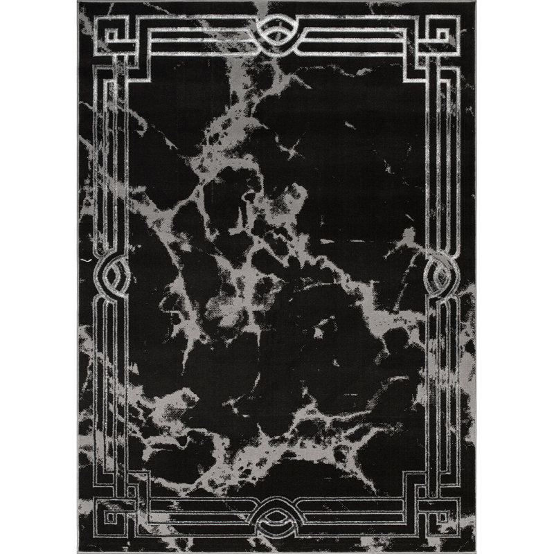 Tapis noir / gris / ivoire / beige Monaco Series, Rectangle 7 pi 9 po x 10 pi 2 po