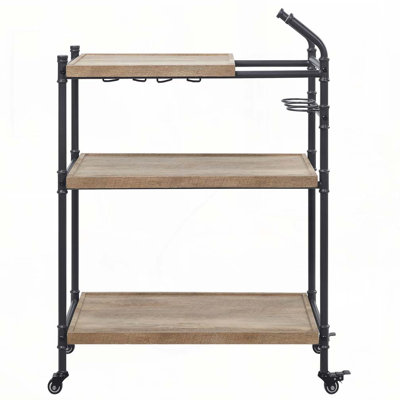 Oak and 2-Shelf Serving Cart by 17 Stories