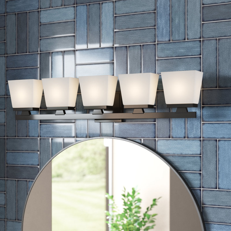 Meuble-lavabo 5 lumières Panora, Noir mat