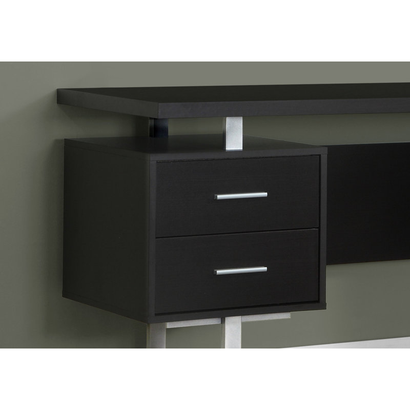 Bureau d'ordinateur à configuration à gauche ou à droite avec tiroirs de rangement pour le bureau personnel Jazarian, Chrome
