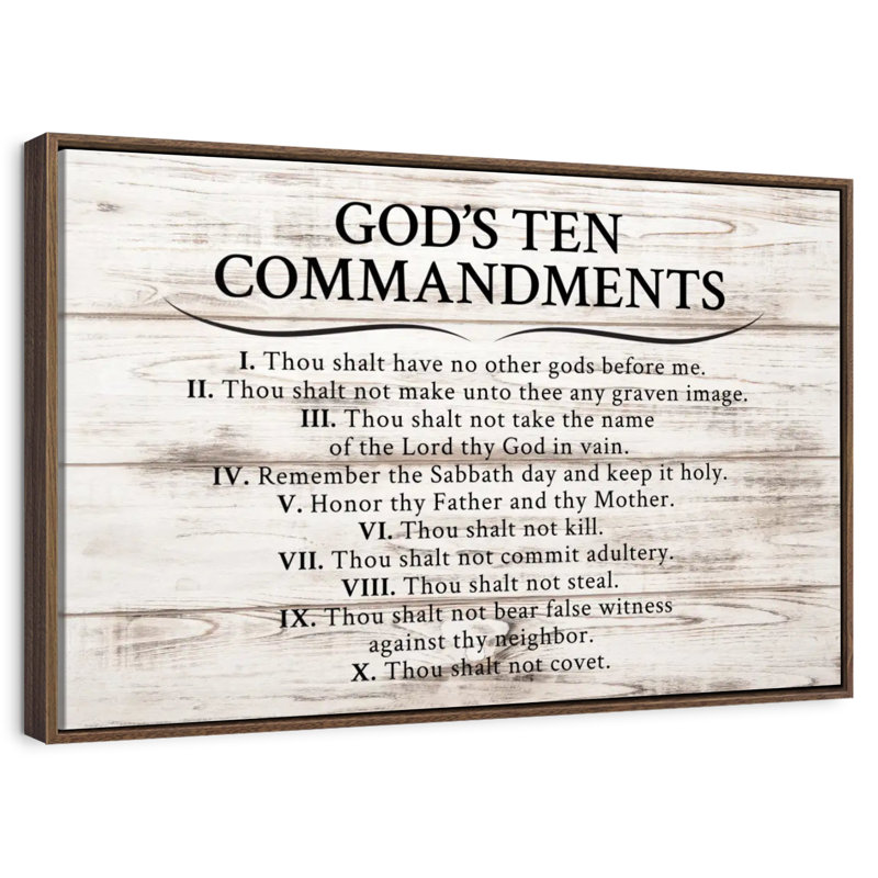 God's Ten Commandments, 46" X 31", Floating Frame Walnut