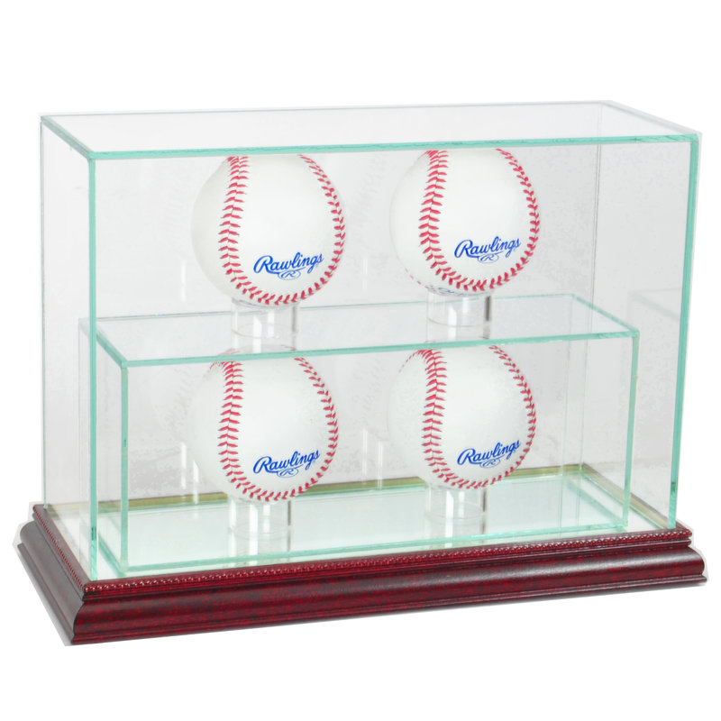 Perfect Cases And Frames 9'' W 4'' D Baseball Glass Ball / Puck Case, Cherry