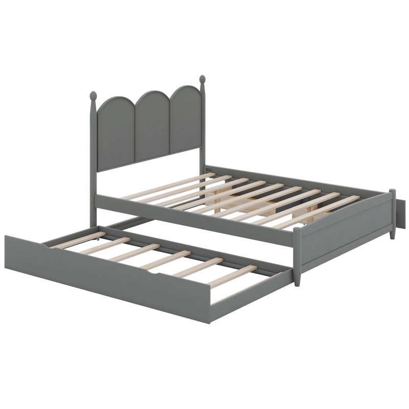  Lit plateforme grand avec 2 tiroirs Gralf, lit simple TG, Gris