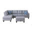 Canapé modulaire en faux cuir gris avec repose-pieds en L