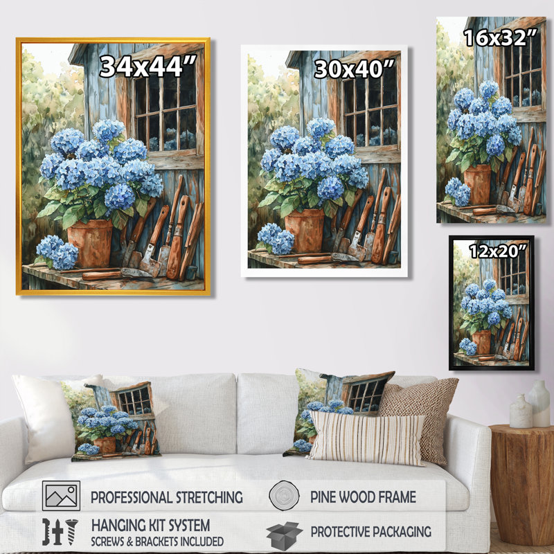 Eberly - Floral Wall Art, H 32 po x l 16 po, Noir, noir, noir, noir, Reproduction encadrée sans passe-partout